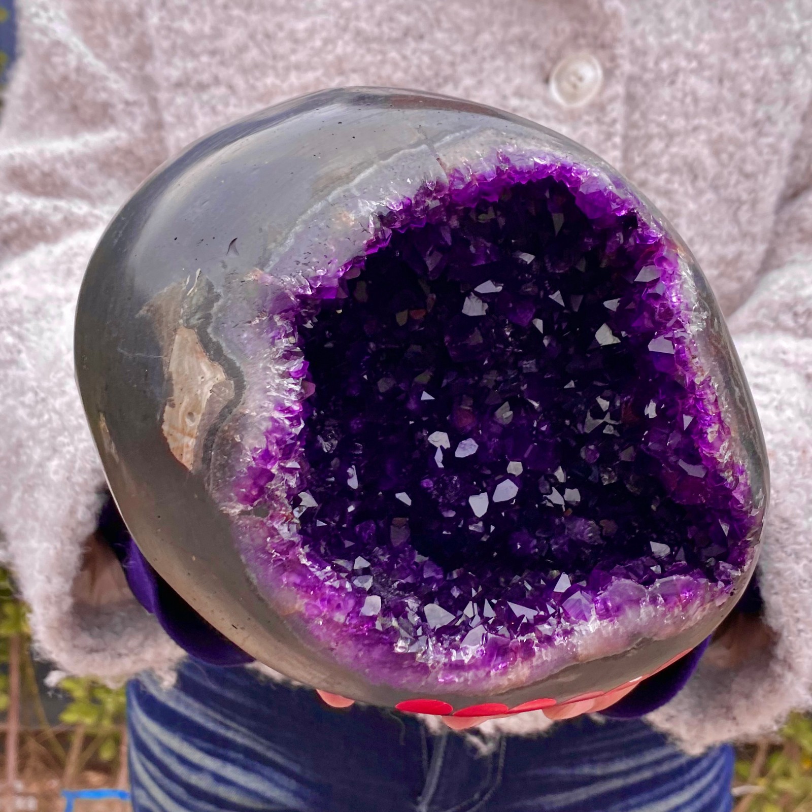 8.15LB Natural amethyst Dinosaur egg Quartz Crystal specimen healing