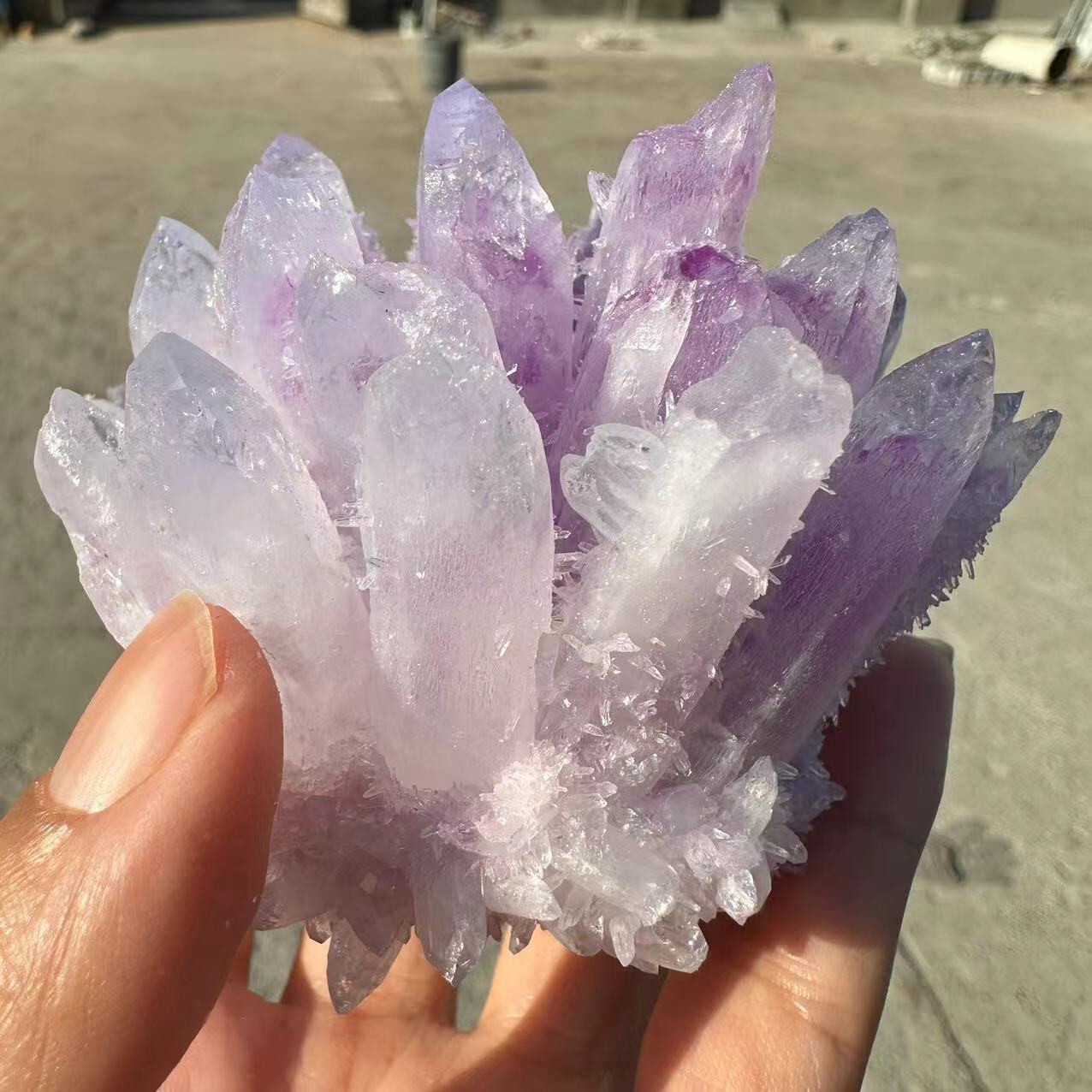 New Find purple pink Phantom Quartz Crystal Cluster Mineral Specimen 300g+