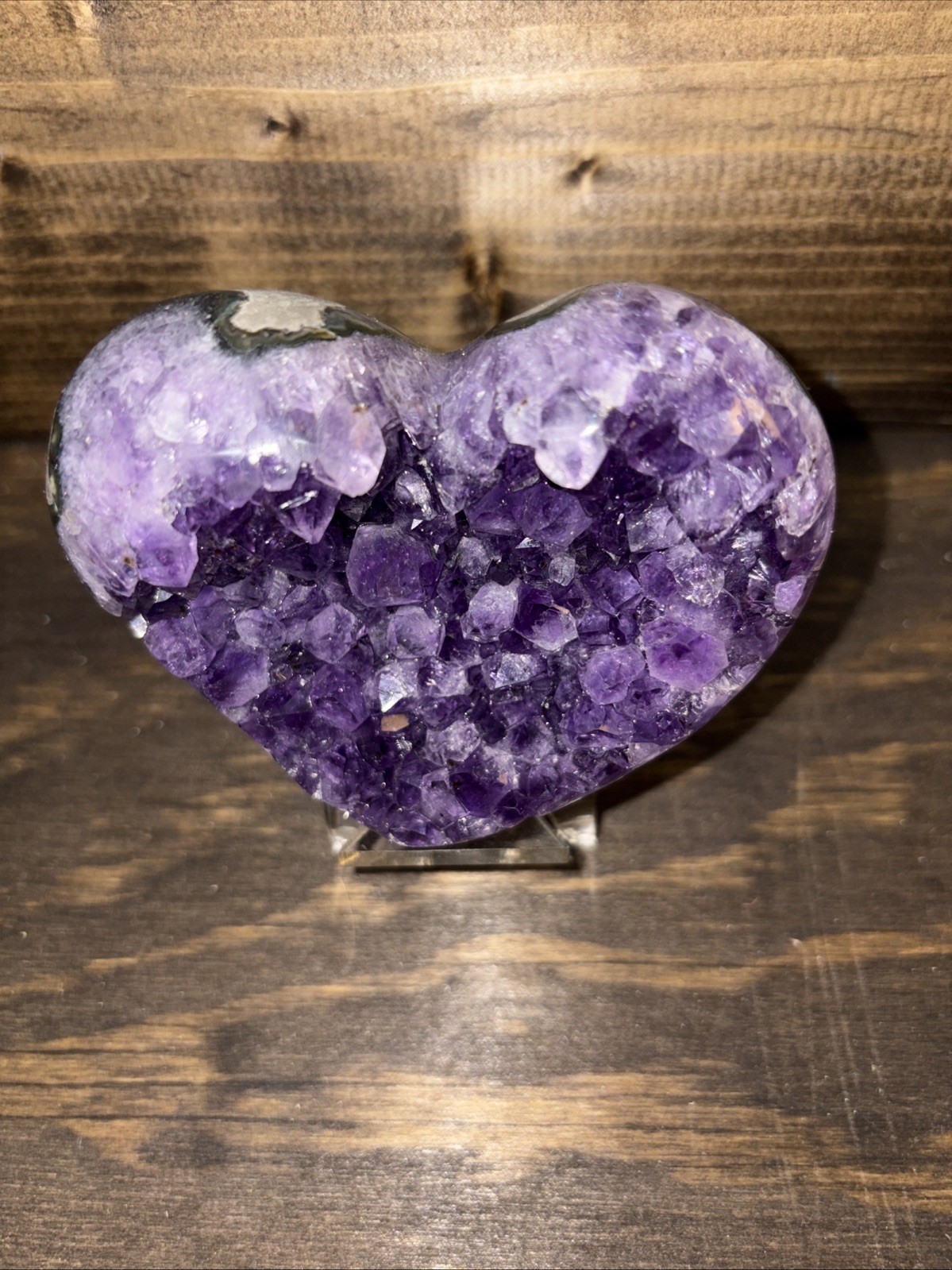 Geode Amethyst heart with Stand 3.75”