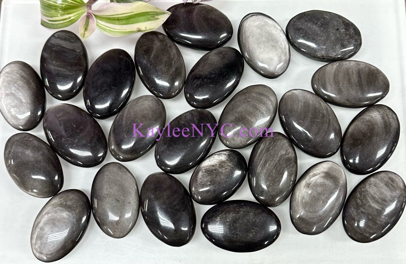 Wholesale 2 Lb Lot Natural Silver Sheen Obsidian Palm Stone Crystal Energy
