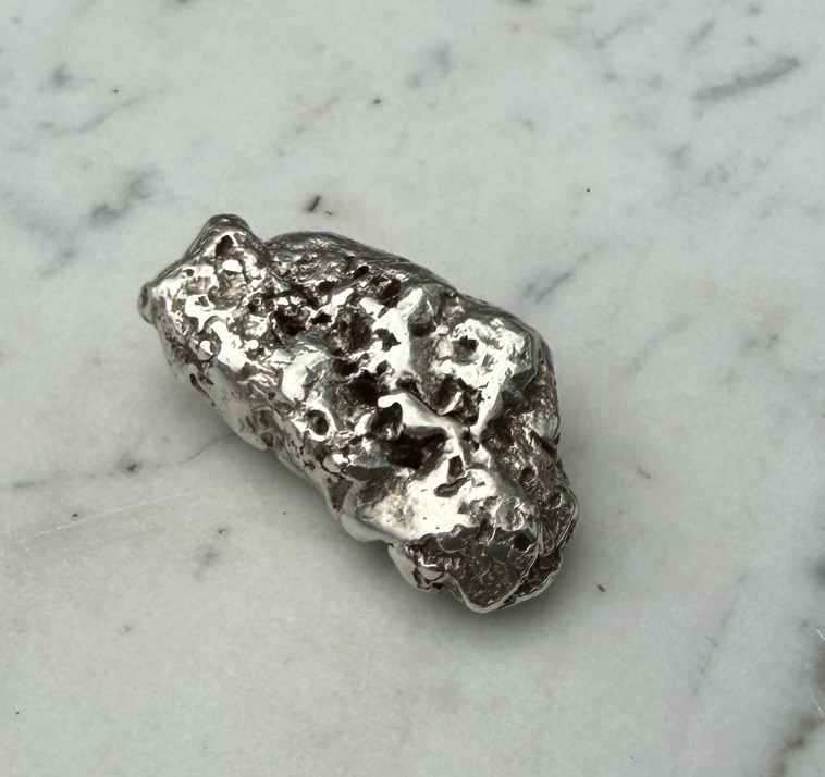 35.7 G. Seller Made Sculpted .900 Fine Silver Nugget Native Silver Replica 1 OZT