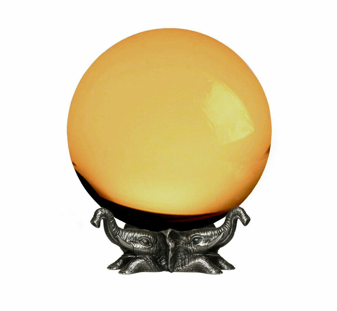 8in Crystal Ball Sphere for Feng Shui, Meditation, Decor, with Elephant Stand.