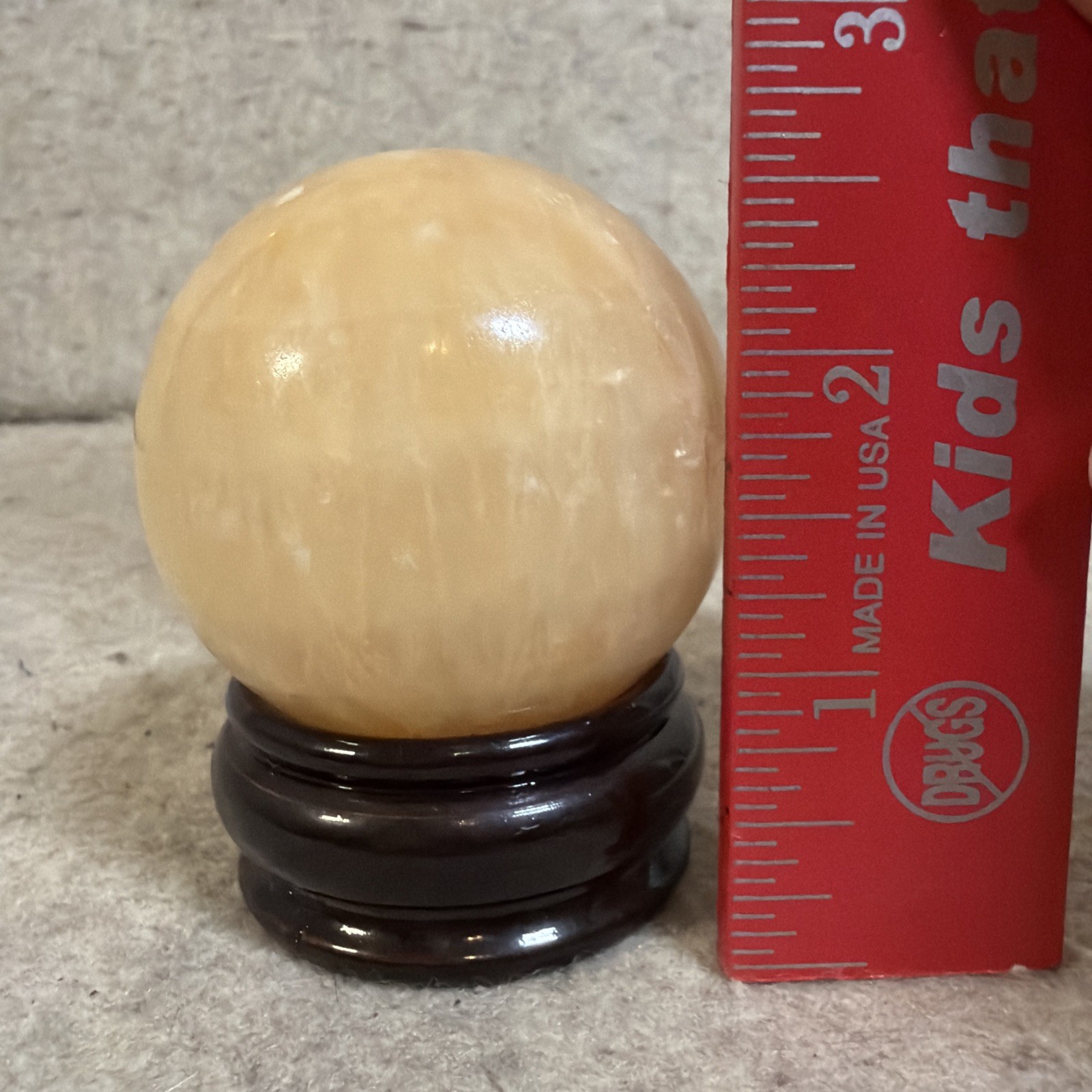 Citrine 5 Inch Sphere Crystal Ball with Wooden Stand Home Office Decor
