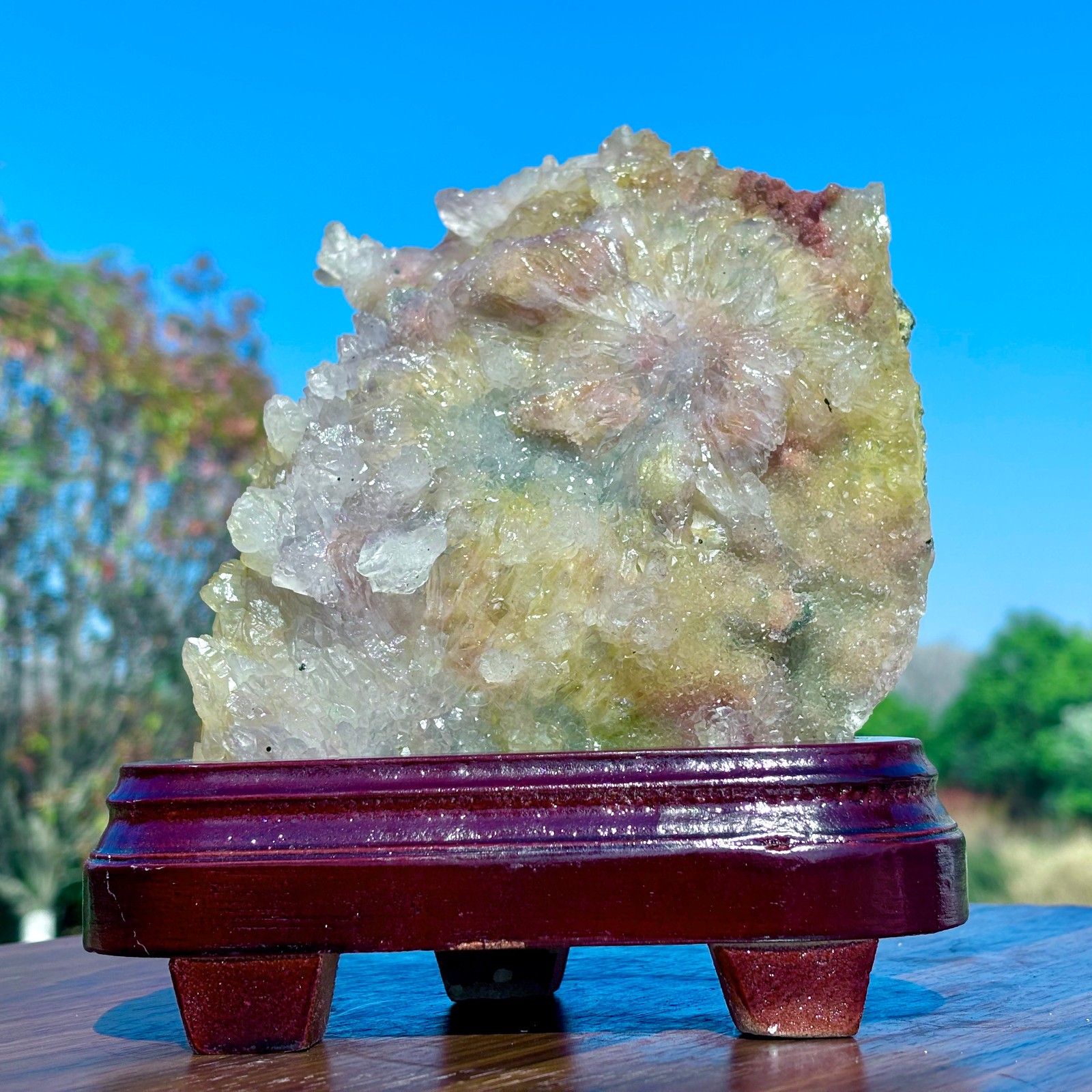 2.08LB Rare Natural Transparent Sunflower Fluorite Mineral Crystal Sample/China