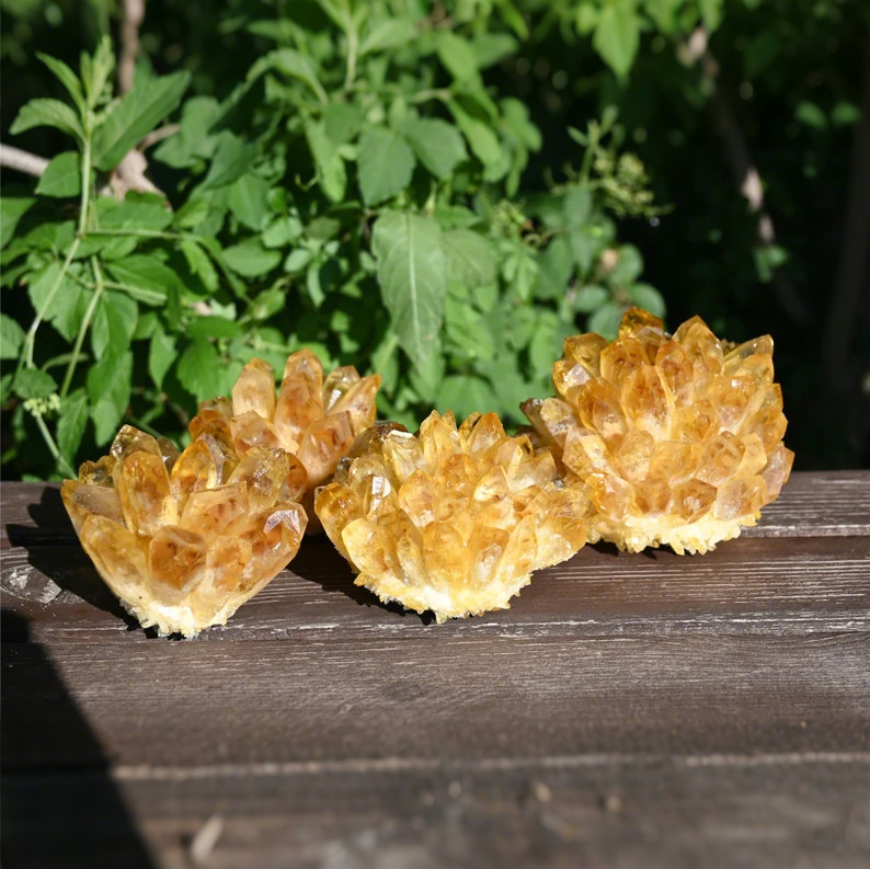 300g Natural Citrine Quartz Geode Phantom Cluster Specimen Ornament Decoration