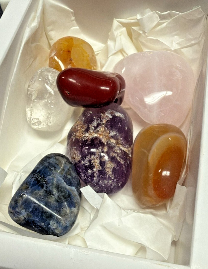 7 Chakra Tumbled Stone Set – Polished Healing Crystals from Brazil