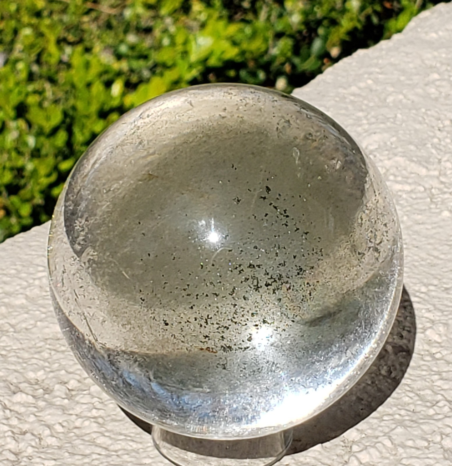 3″ Clear Green Garden Quartz Crystal Sphere Orb Ball Rainbows, 612g or 1.3 lbs