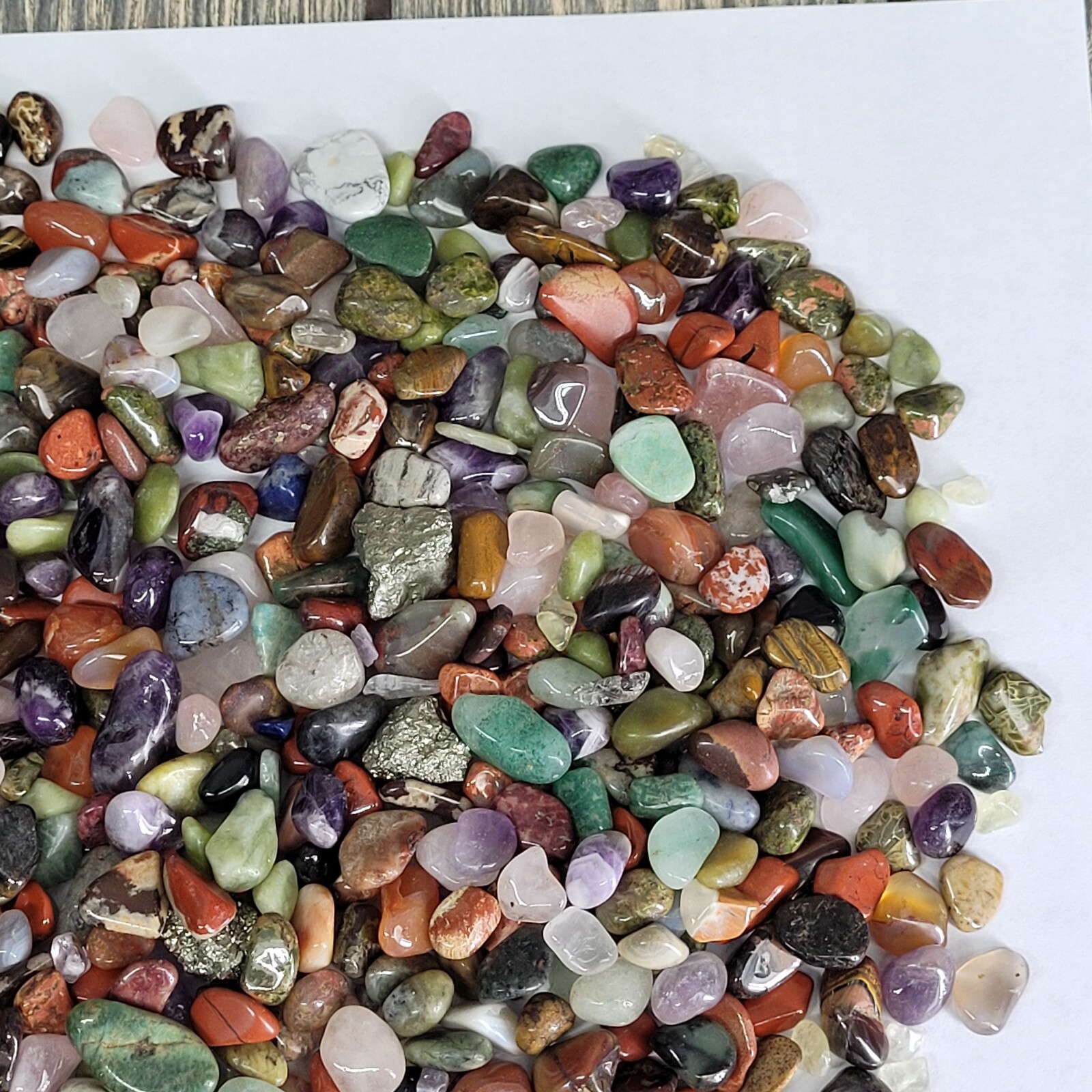 1.25 Lbs Mixed Crystals in Vintage Apothecary Glass Jar Bottle Small Tumbles