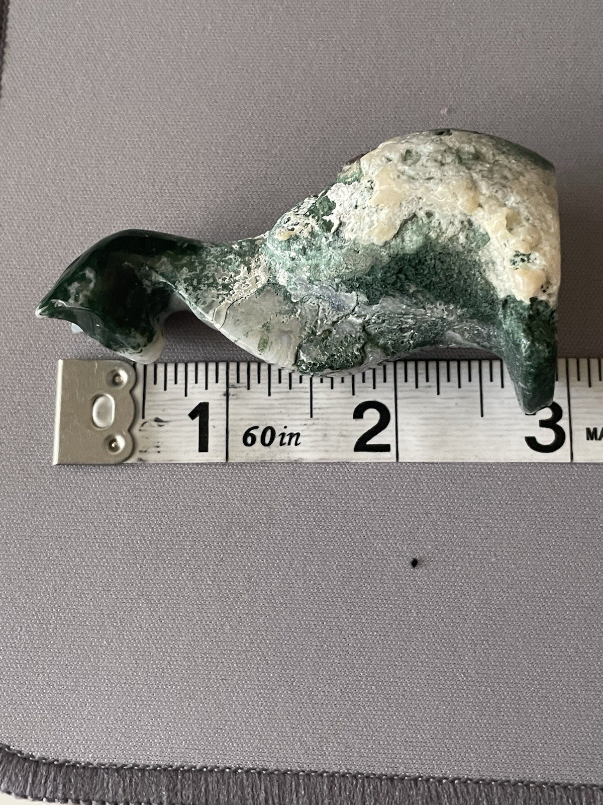 Moss Agate Crystal/Gemstone Sphynx Carving 64G 3″ x 1 1/4″