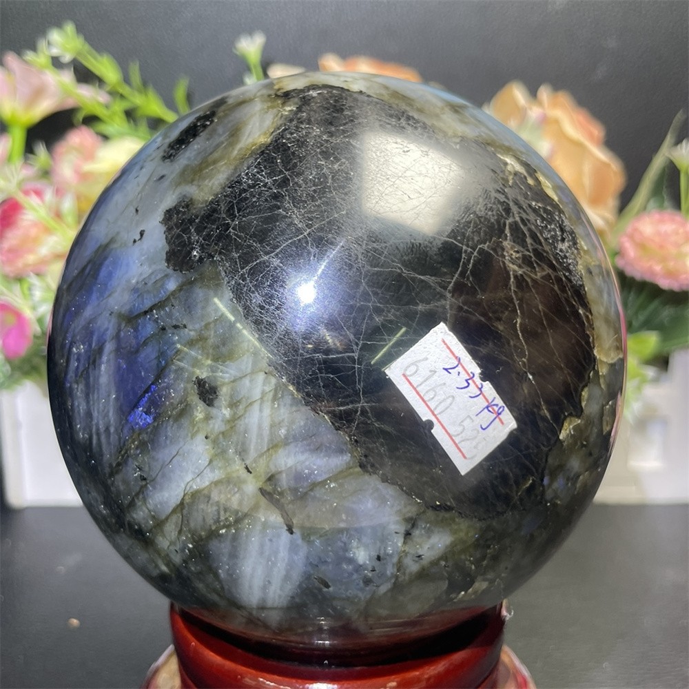5.1LB 4.3″Natural A+Blue Flash Labradorite Sphere Ball Crystal Quartz Decor Heal
