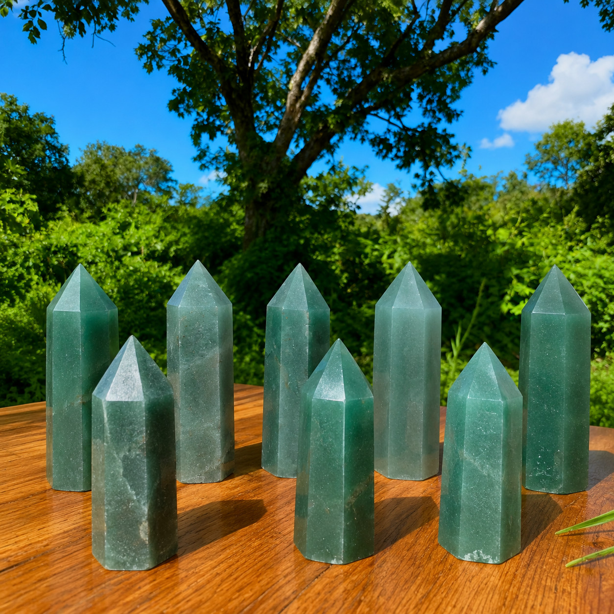 Natural Green Aventurine Crystal Tower Healing Stone Obelisk Reiki Home Decor