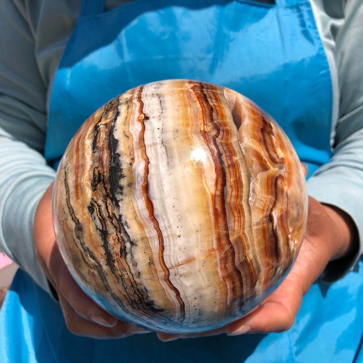 7.12LB Rare Natural Striped Agate Ball Quartz Crystal Sphere Aura Healing 4824