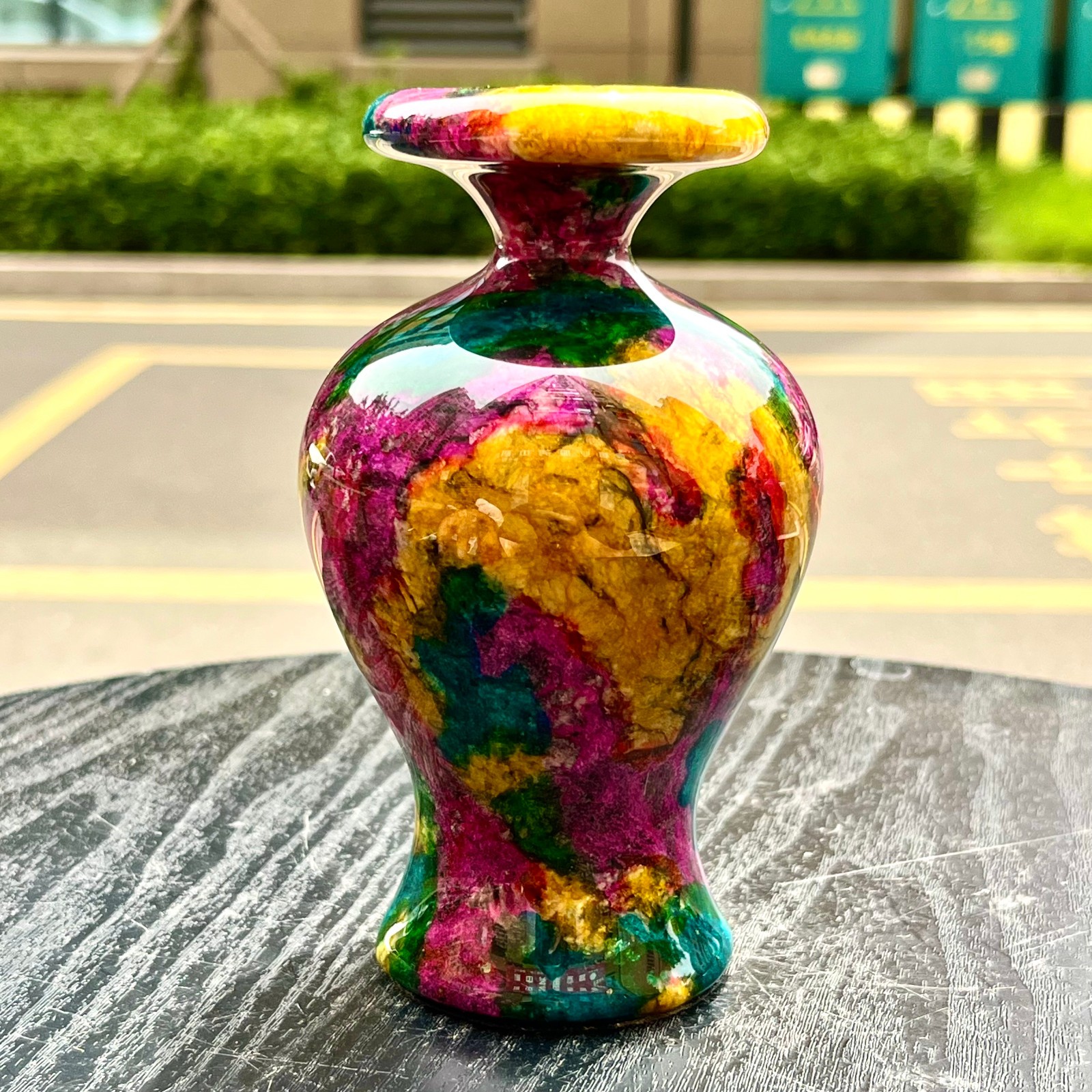 1.94LB Natural “Seven Colors Jade” vase specimen -Taiwan China