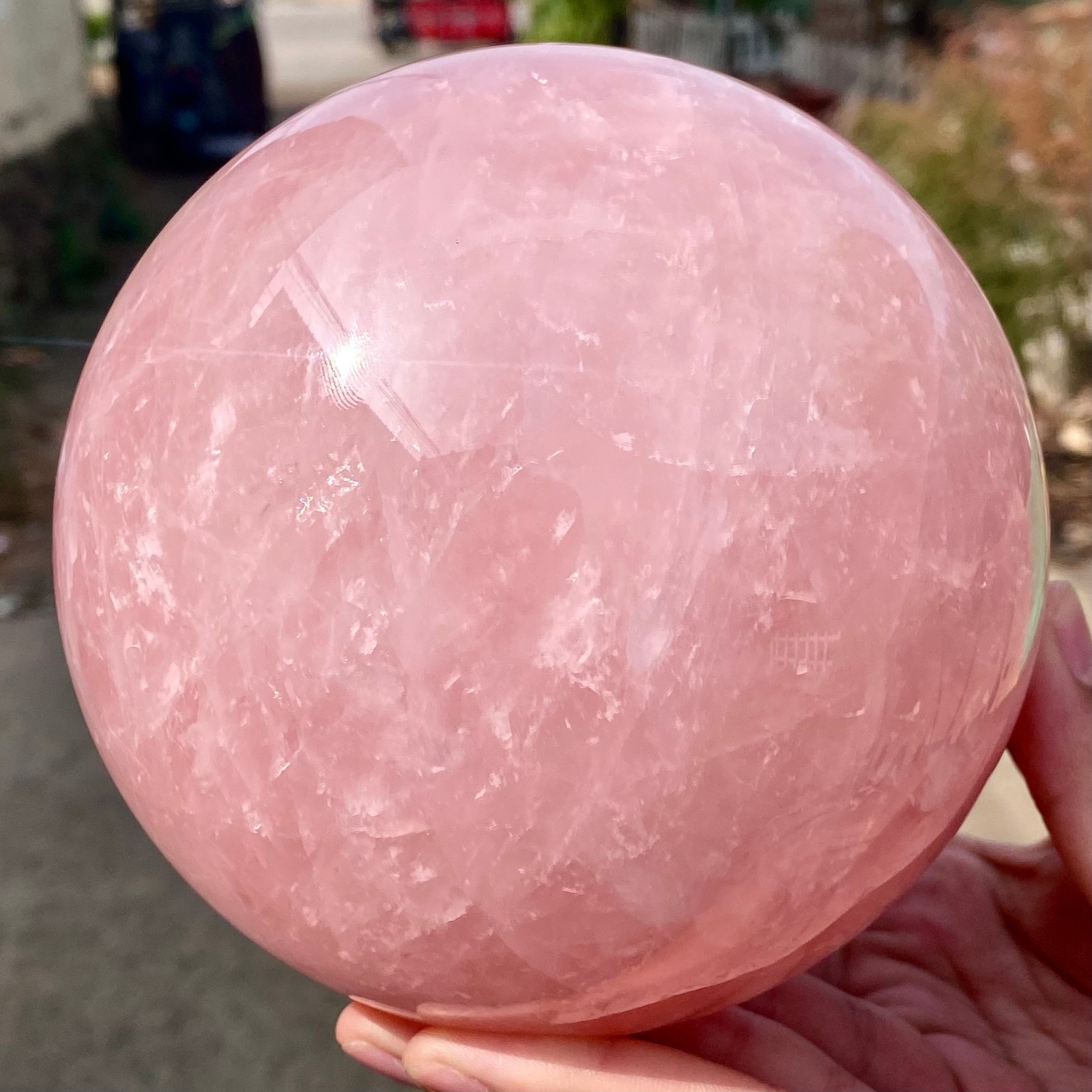 6.68LB Natural Crystal Pink Rose Chakra Quartz Sphere healing ball Specimen