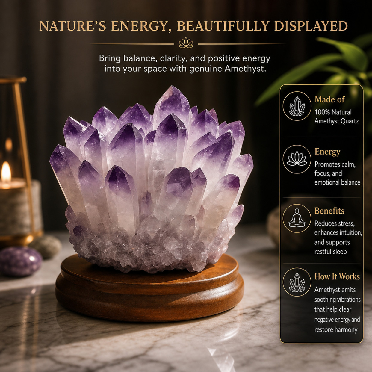 Rare Light Purple Phantom Amethyst Crystal Cluster Geode Home Decor