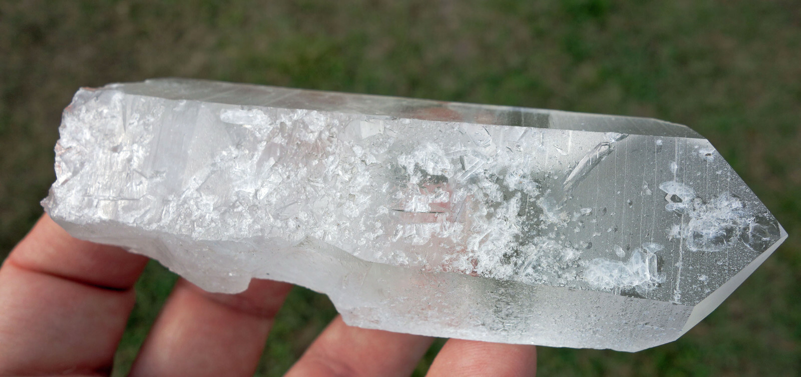 Rare OLD SOUL LEMURIAN QUARTZ Clear Crystal Point with Cool Large Indented KEYS
