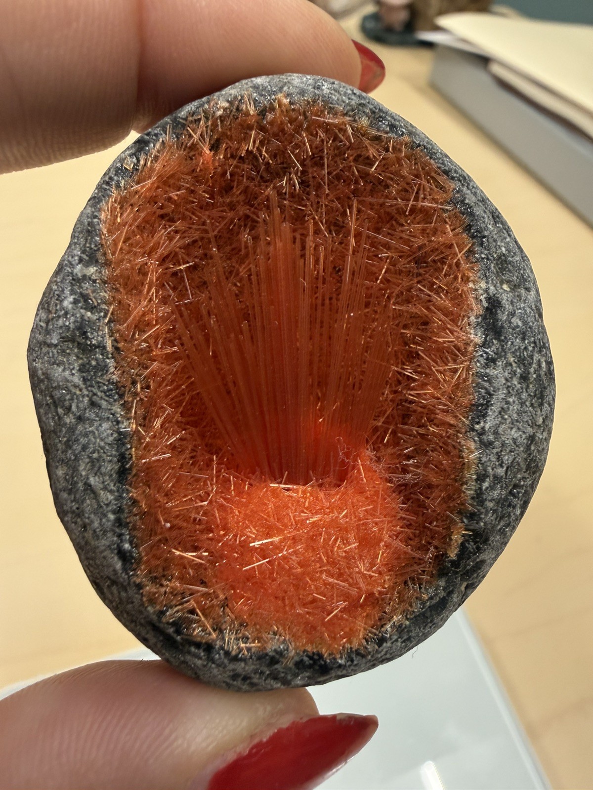 Orange Copper Ore Goethite Magnetite Crystal Sphere 100 grams