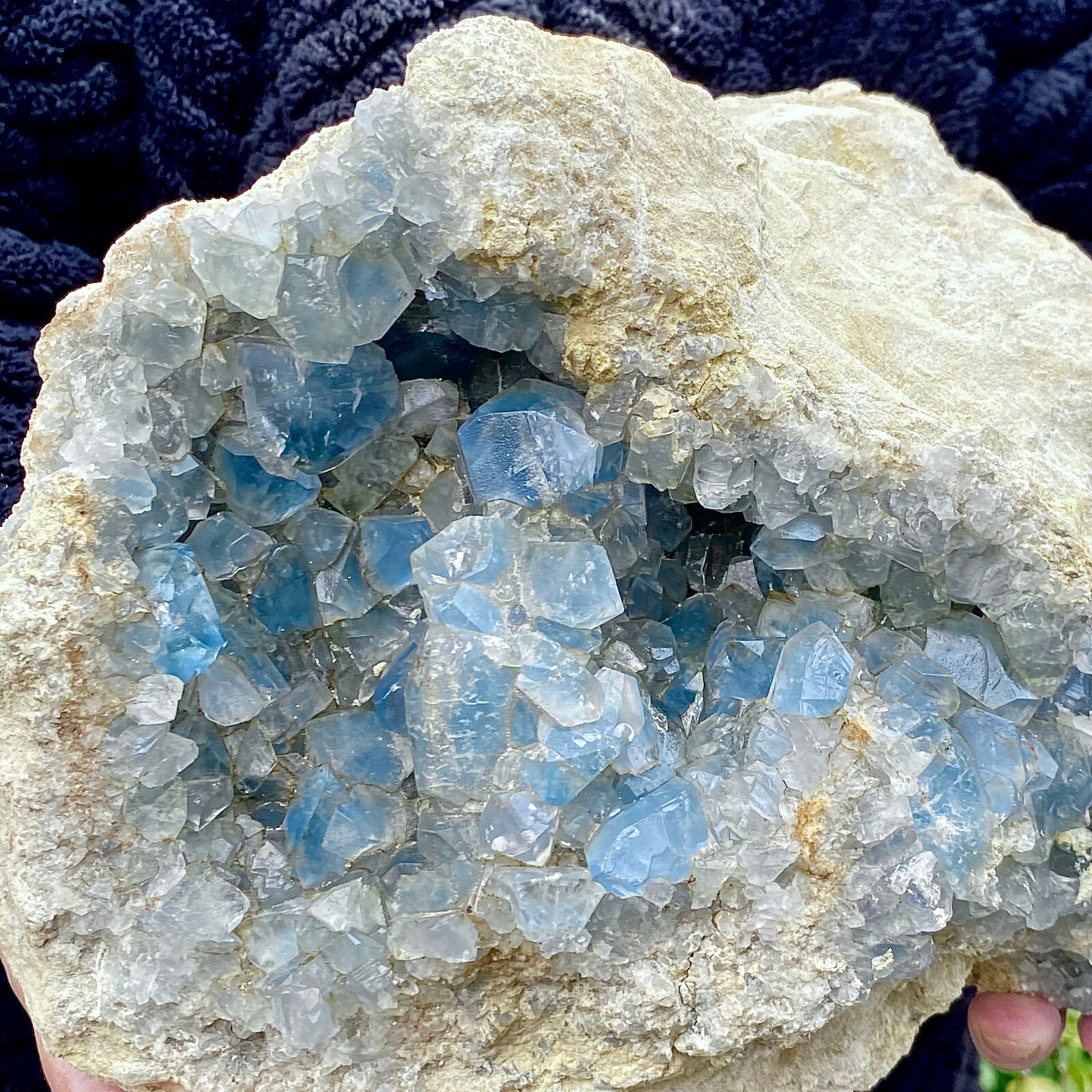 23.06LB Top natural blue crystal cave quartz crystal cave mineral specimens