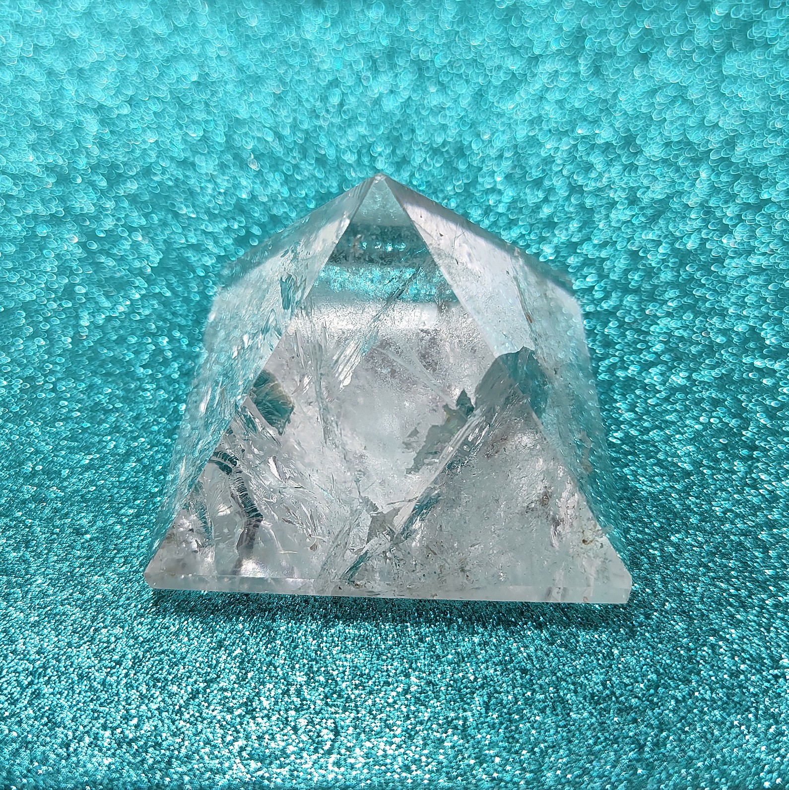 Natural Clear Quartz Crystal Pyramid 4-Sides Polished Specimen Reiki 54mm 130g
