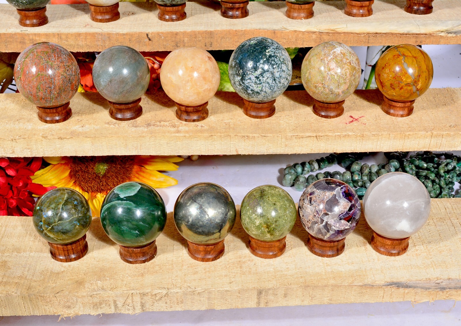2.9 Kg/19 Pcs Natural Multi Color Huge Gems Sphere Crystal Mineral Healing