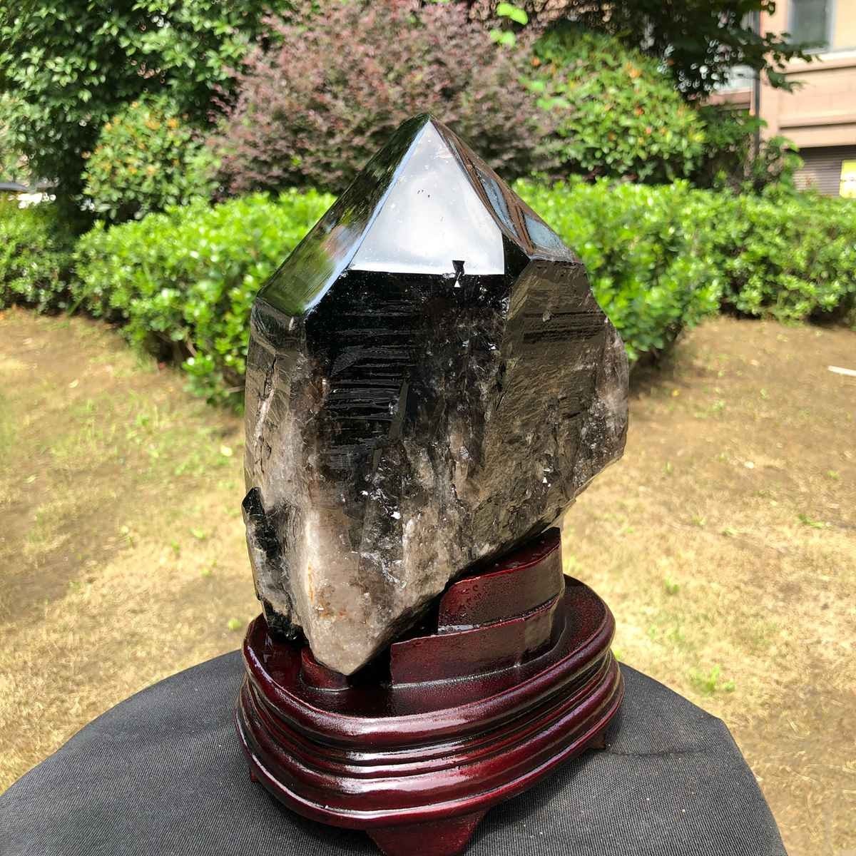 12.78LB Natural Dark tea quartz Crystal Specimen Reiki Mineral Add bracket 1810