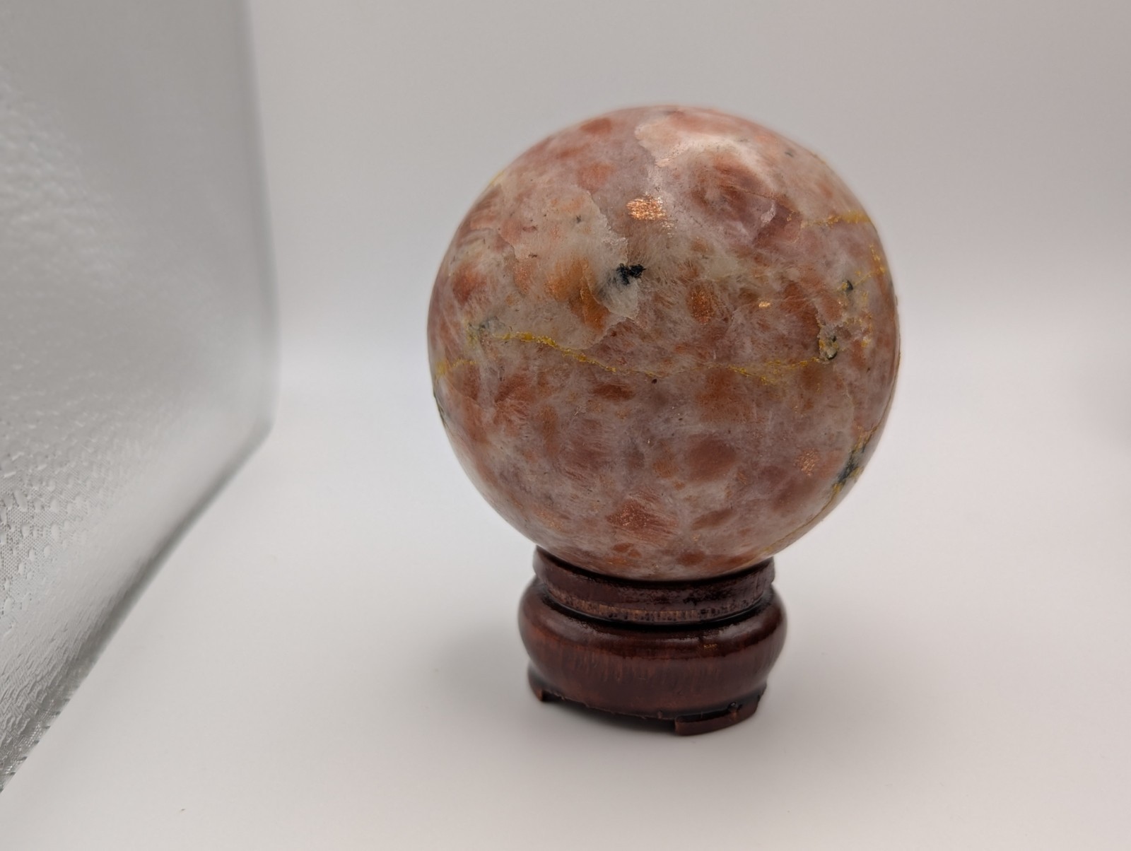 66 mm Sunstone Gemstone Large Crystal Sphere & Stand (India) US Seller