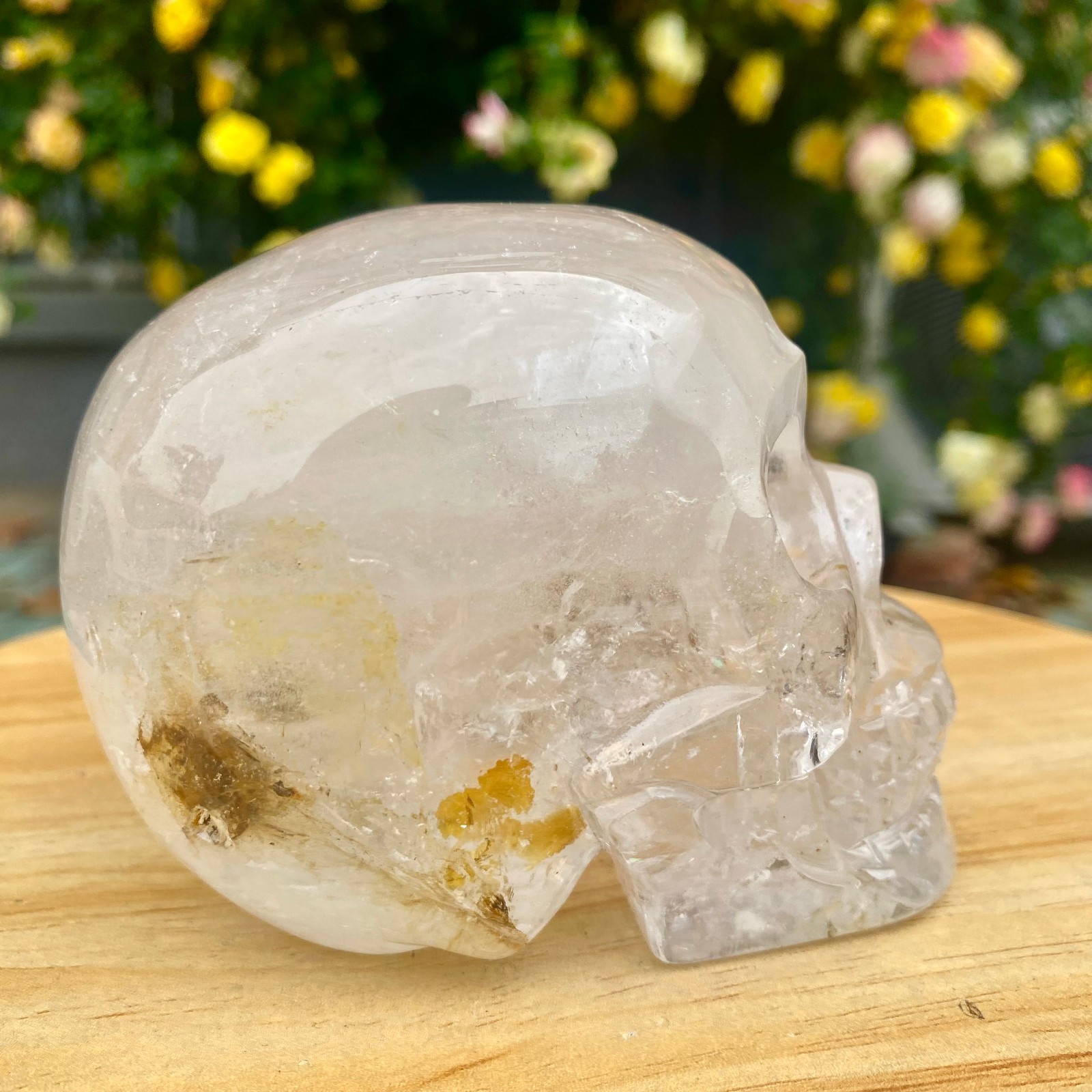 1.77LB TOP! White melting quartz hand carved crystal skull gem reiki healing