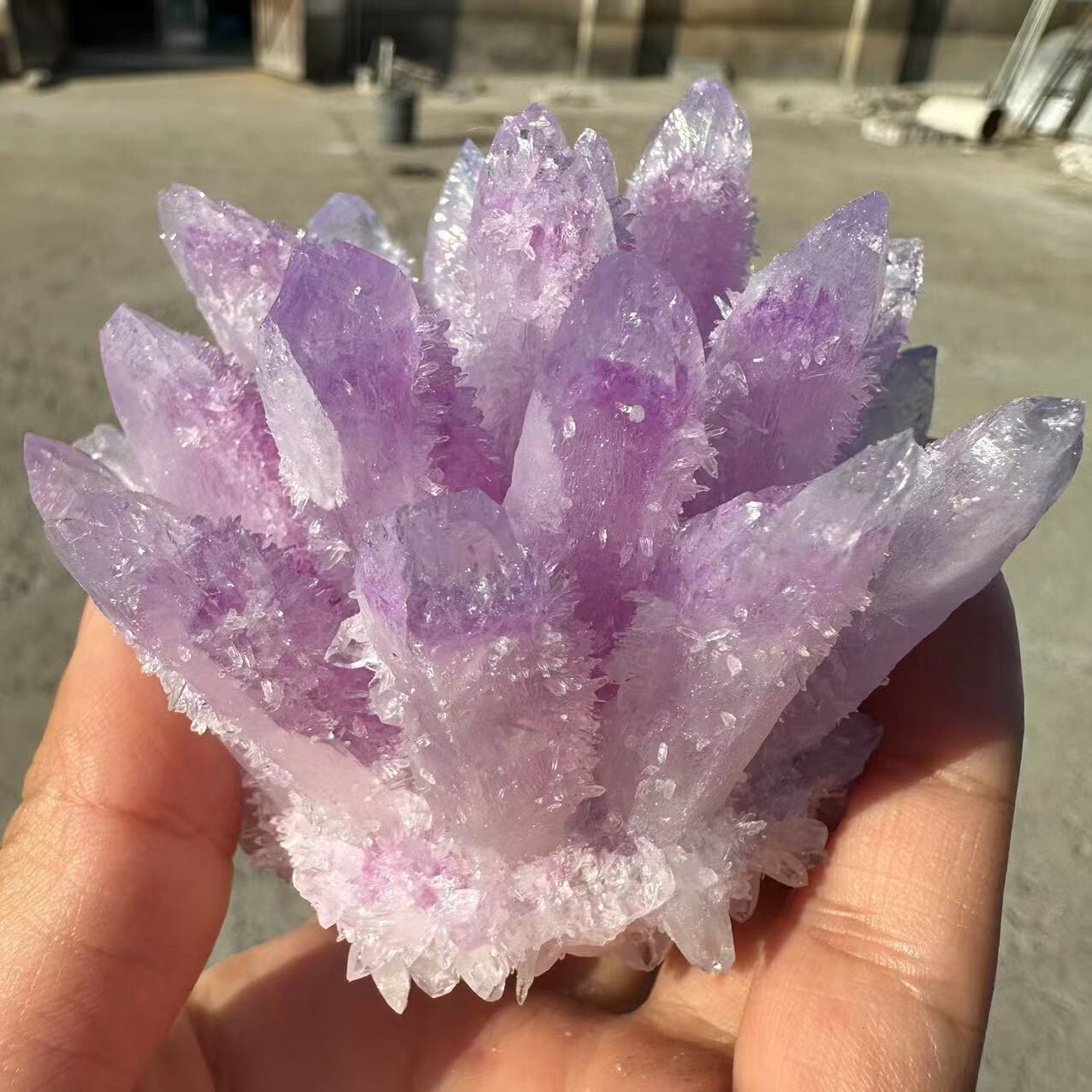 New Find purple pink Phantom Quartz Crystal Cluster Mineral Specimen 300g+