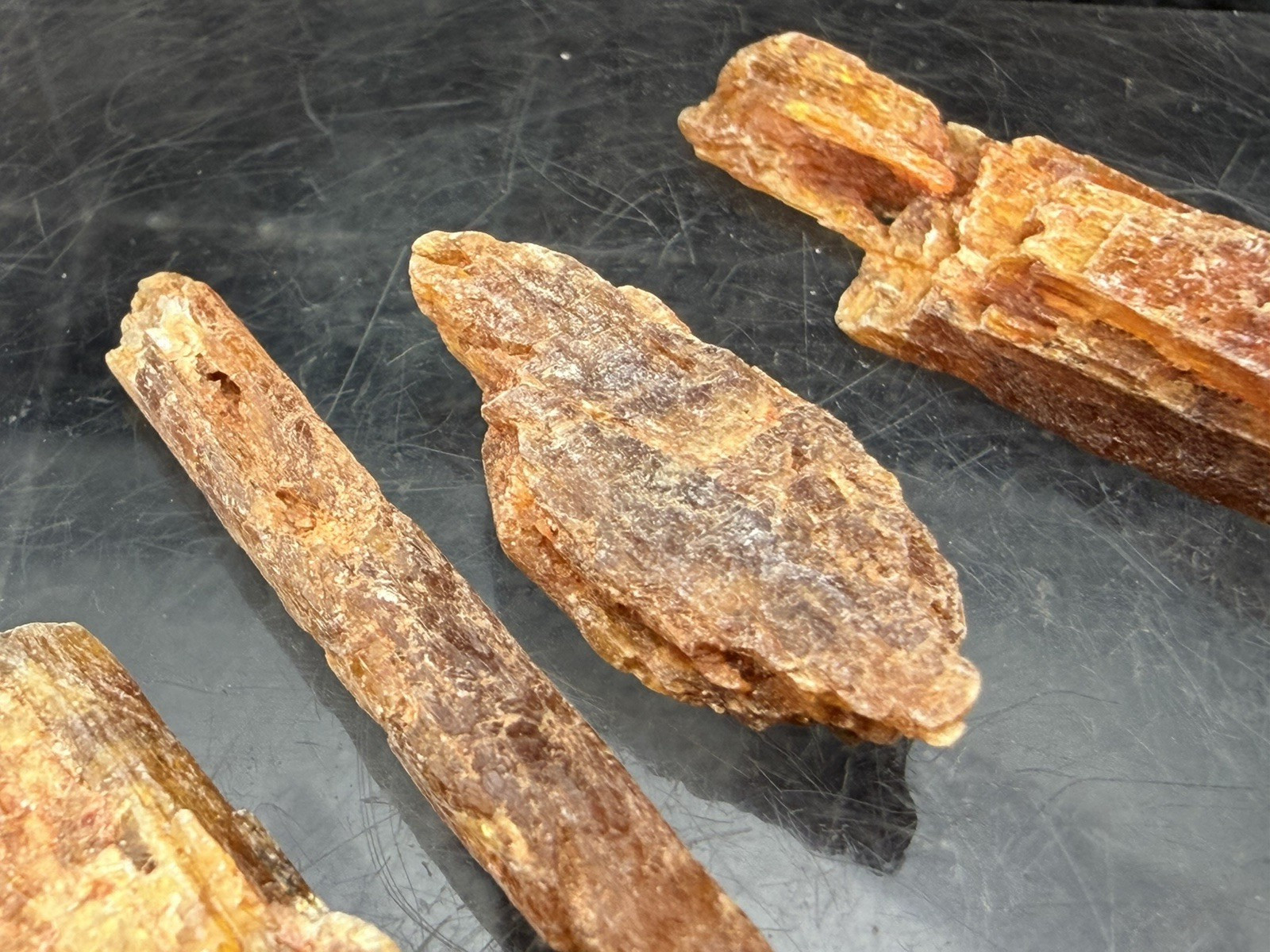 Rare Natural Untreated Orange Kyanite Blades from Tanzania, East Africa.