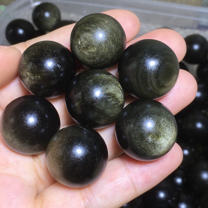 10Pcs Wholesale!NATURAL Golden BLACK Obsidian QUARTZ CRYSTAL Sphere Ball 20mm