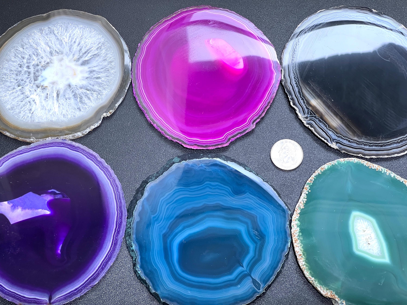 Round Circular Agate Slices (2 Pounds)(4.5 – 5.0 Inches)(Size #4) Two LBs
