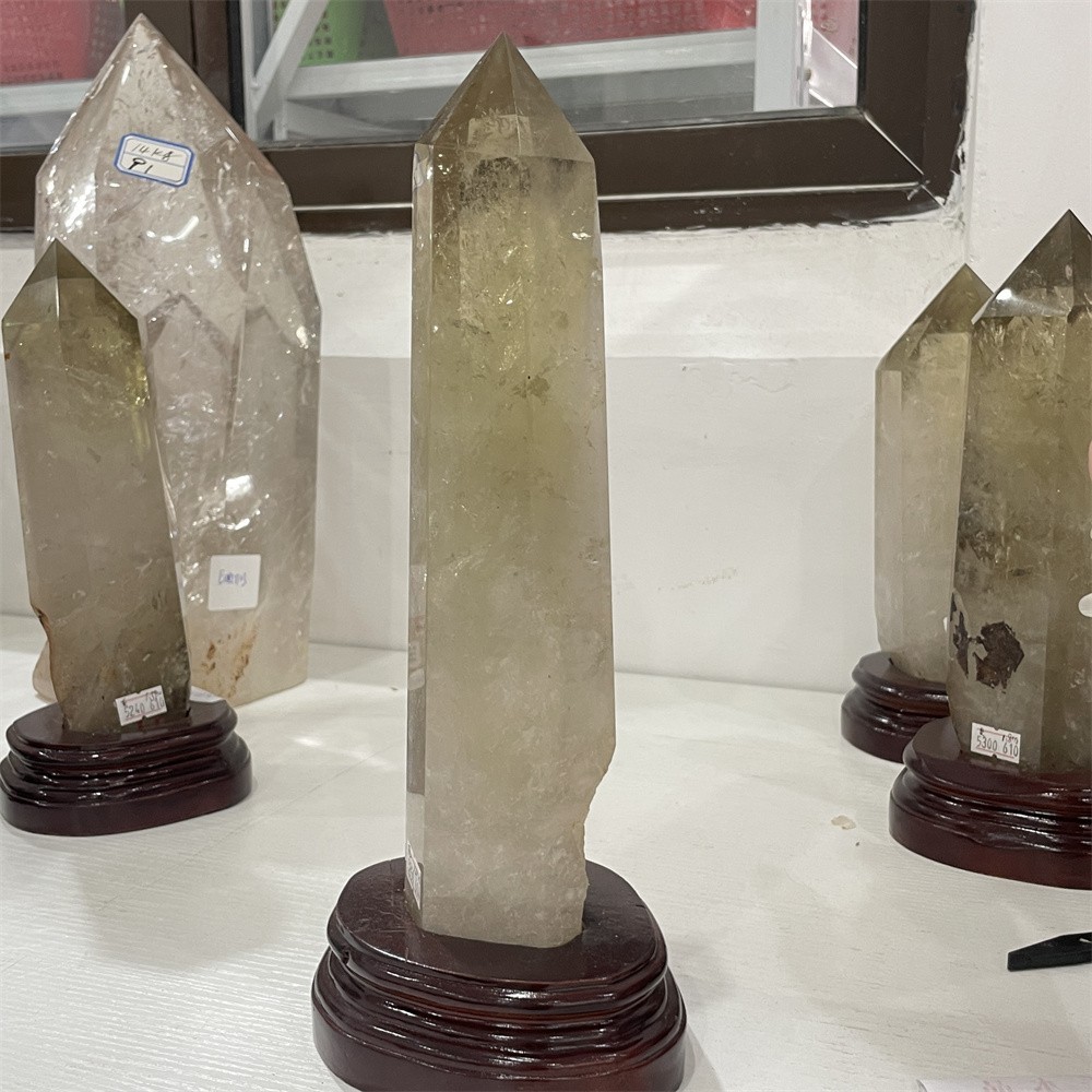 3.2LB 11.8″ Natural Smoky Quartz Obelisk Tower Crystal Quartz Energy+stand