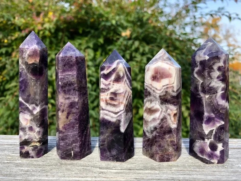 Natural Chevron Amethyst Crystal Tower Spiritual Decoration Healing Reiki