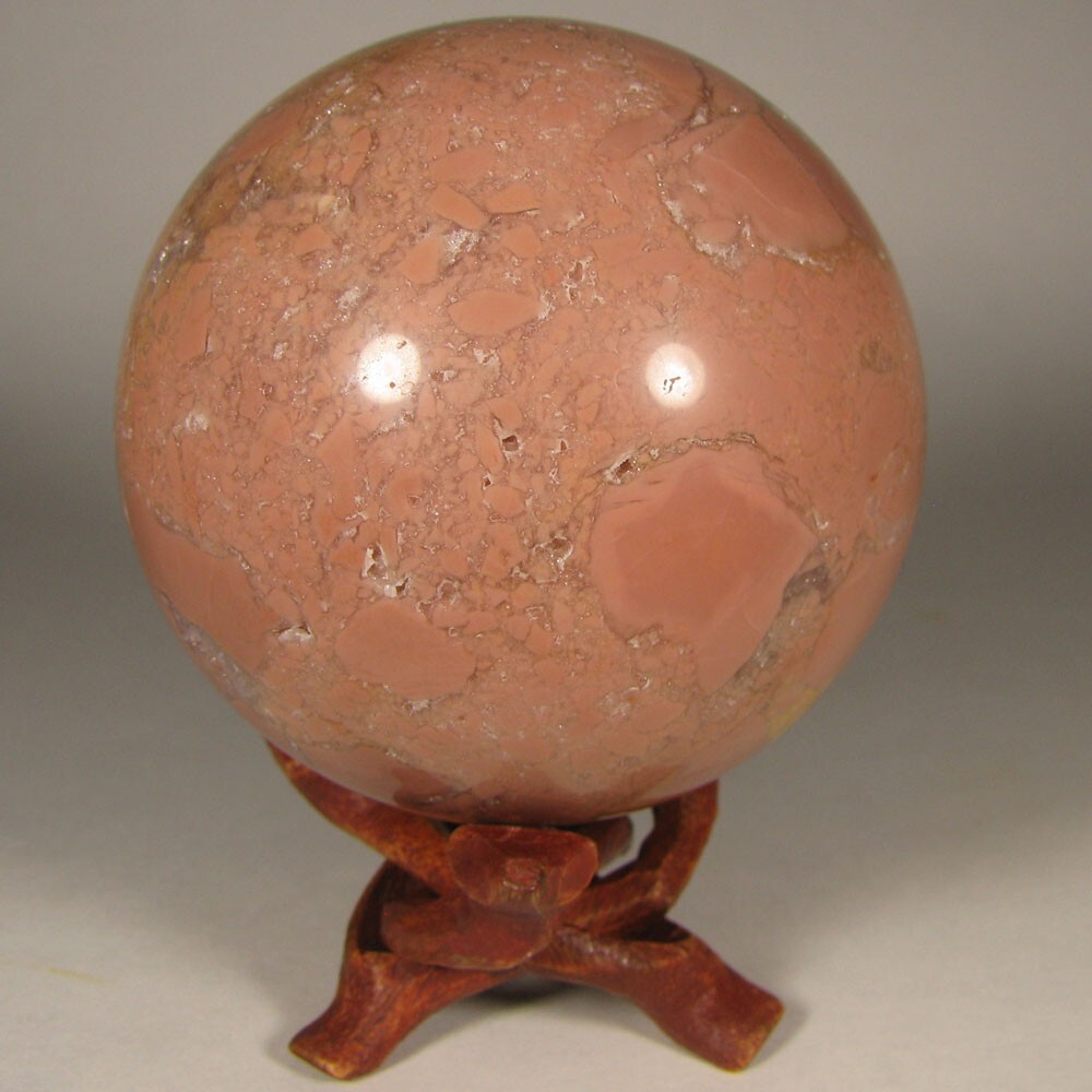 2.7″ PINK AGATE Polished Gemstone Sphere Ball w/ Stand – Brazil – 69mm