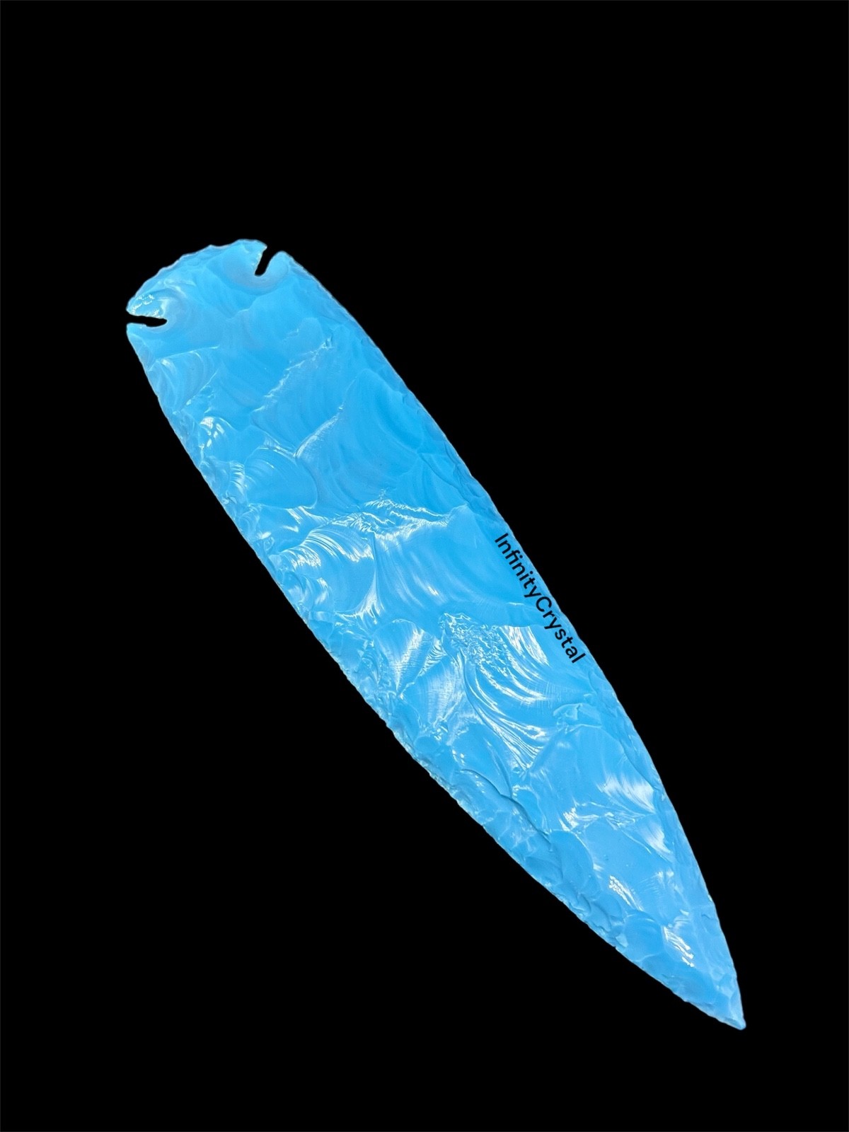 Large Turquoise Glass Arrowhead, Handmade Gemstone Spear Point, Tribal Art Decor