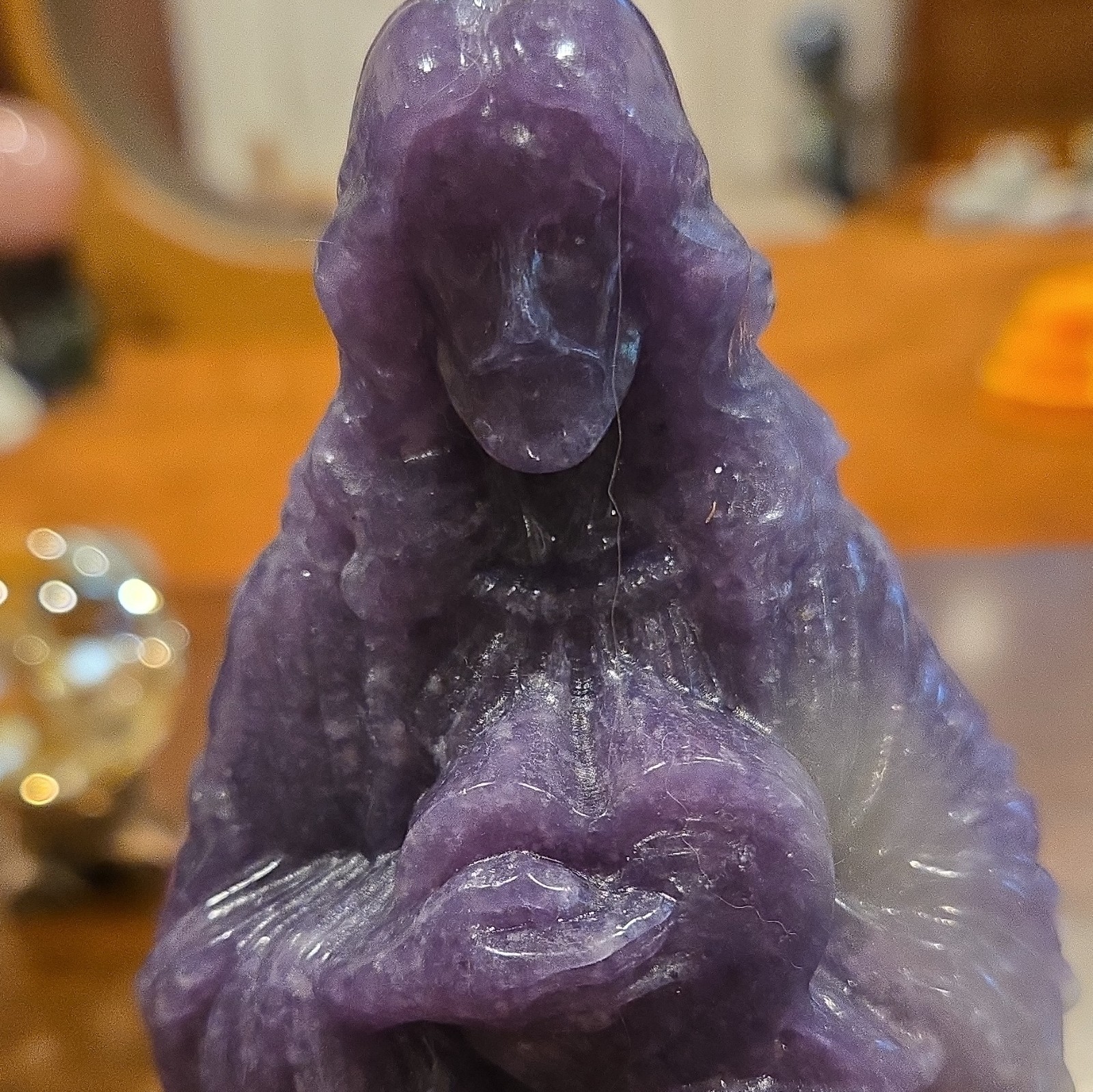 Natural Purple/Lilac Jade Carved Crystal Jesus Statue 7″ Tall * Beautiful*