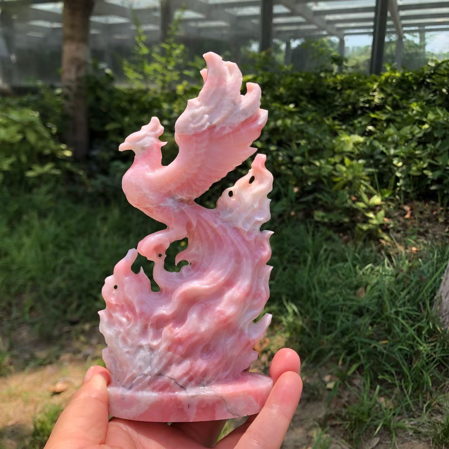 1pc Natural Pink Opal Quartz Carved Crystal Phoenix Skull Reiki Healing Decor