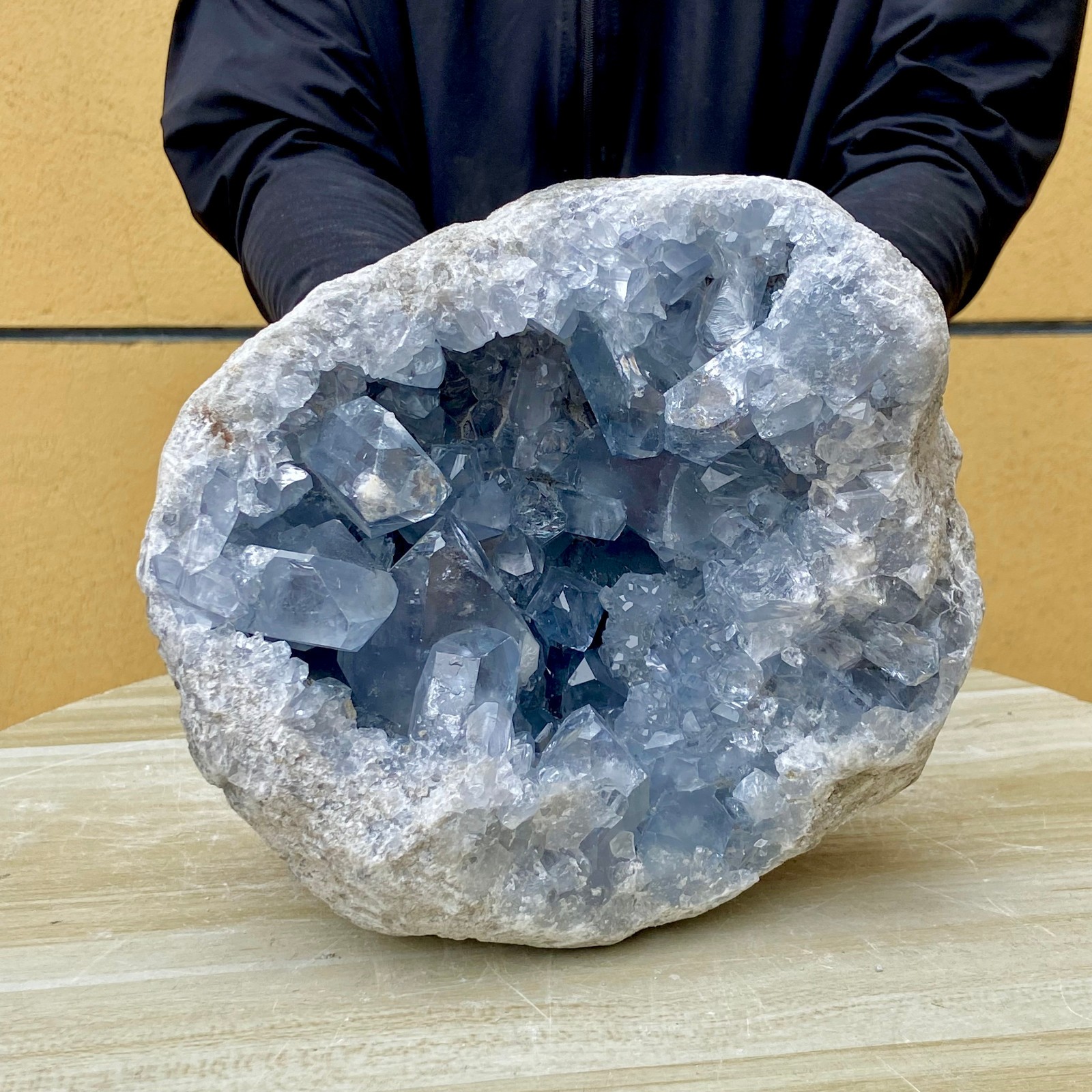 15.43LB Natural Beautiful Blue Celestite Crystal Geode Cave Mineral Specimen