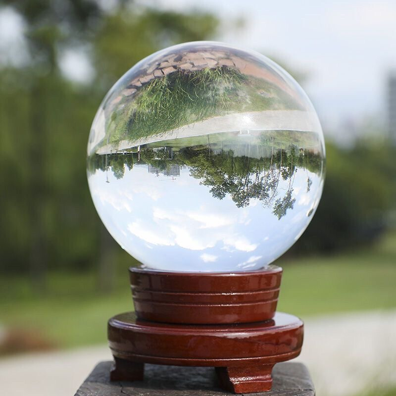 TOP 200MM 22LB Clear Crystal Ball Meditation Glass Sphere Photo Prop Free Stand