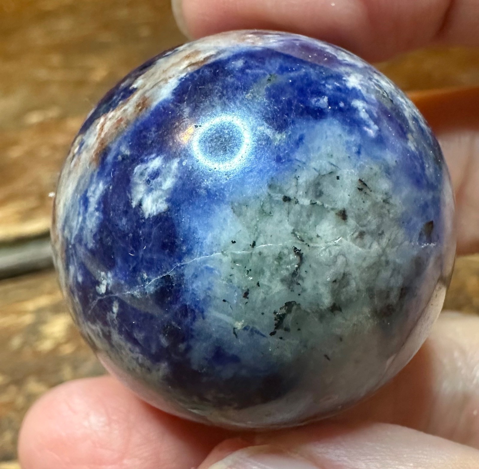 Lapiz lazuli blue crystal sphere with metal horse stand Free shipping