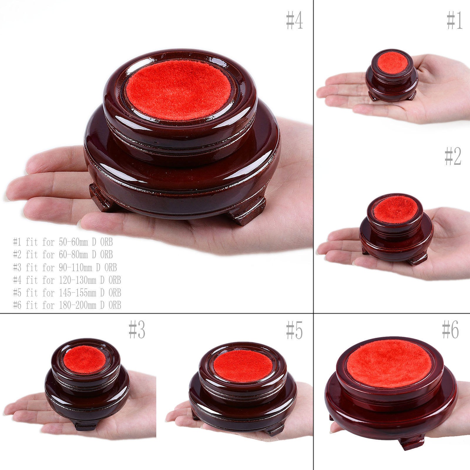 Wooden Stand For Crystal Quartz Sphere Holder Crystal Ball Wood Base 50-260MM