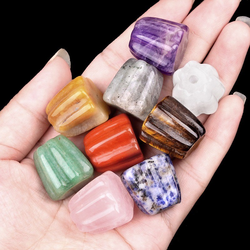 Natural Crystal Canelé Incense Holder Chakra Stone Stick Incense Burner for Yoga