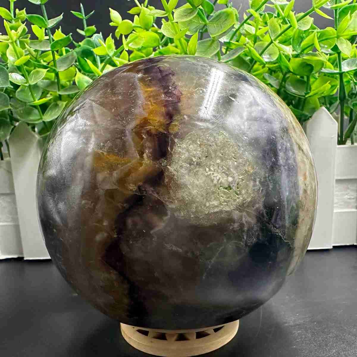 1835g Natural Fluorite Quartz Sphere Crystal Energy Ball Reiki Healing Gem