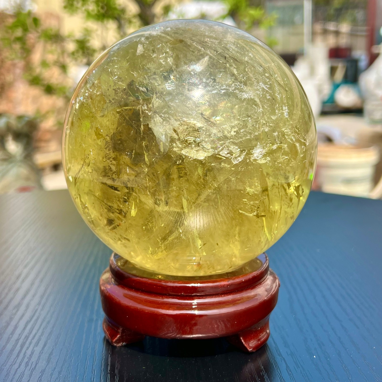 5LB Top Natural Citrine Sphere Quartz Crystals Reiki Ball Gems Decorate Gift