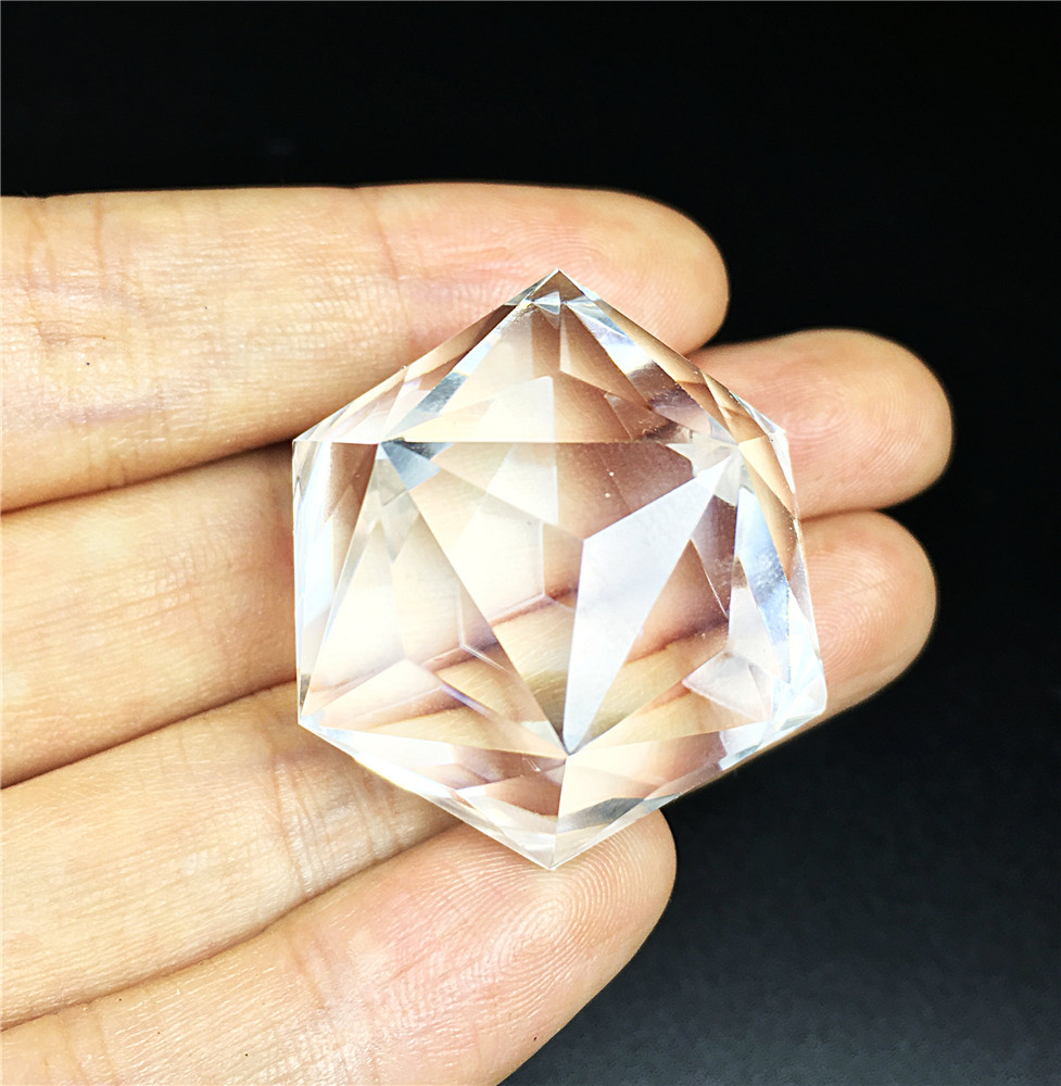 60 Sides Natural Clear Quartz Crystal Sphere Point Geometric Figurine Gemstone