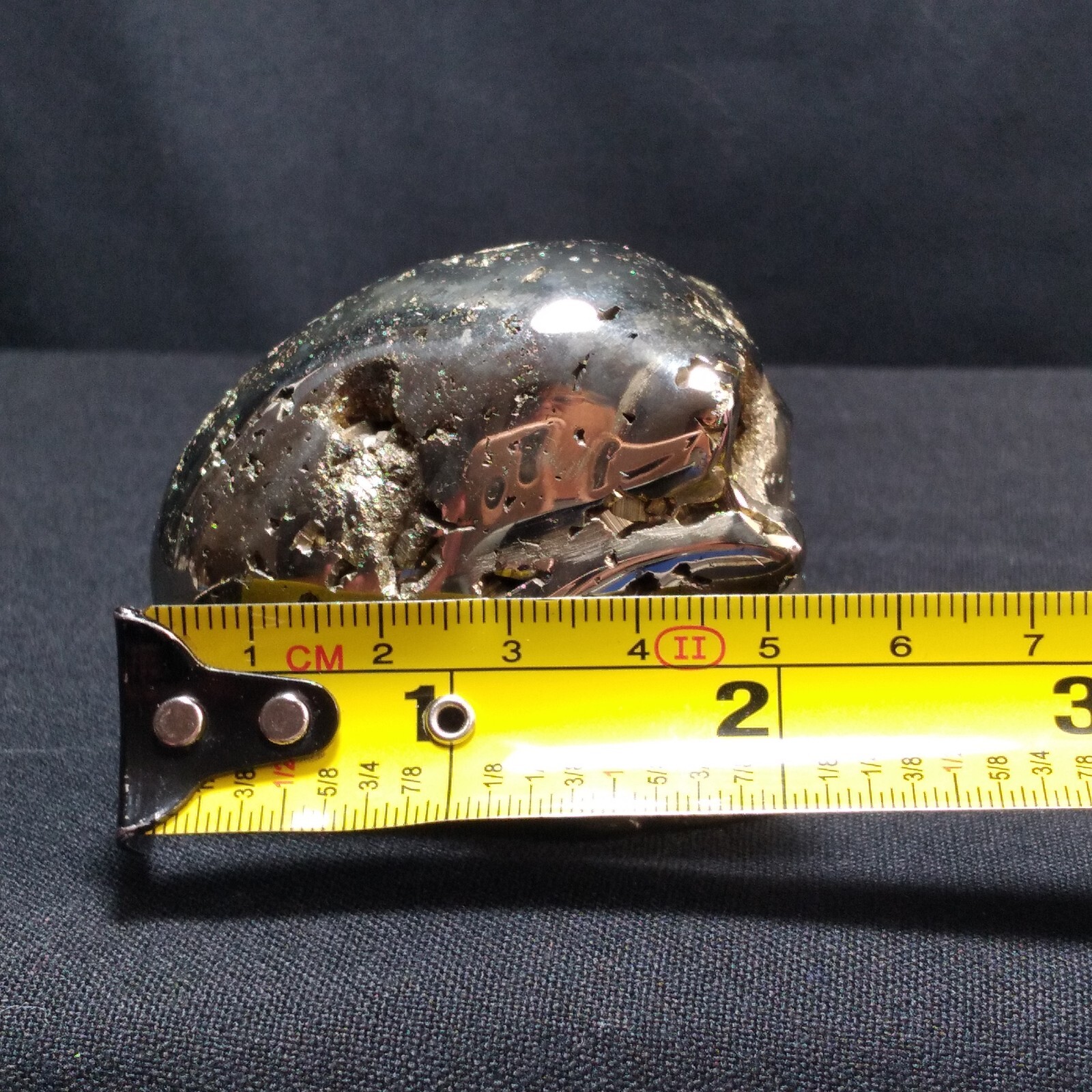 Hand Carved Skull Peruvian Pyrite Fools Gold Open Crystal Chambers Detail Heavy