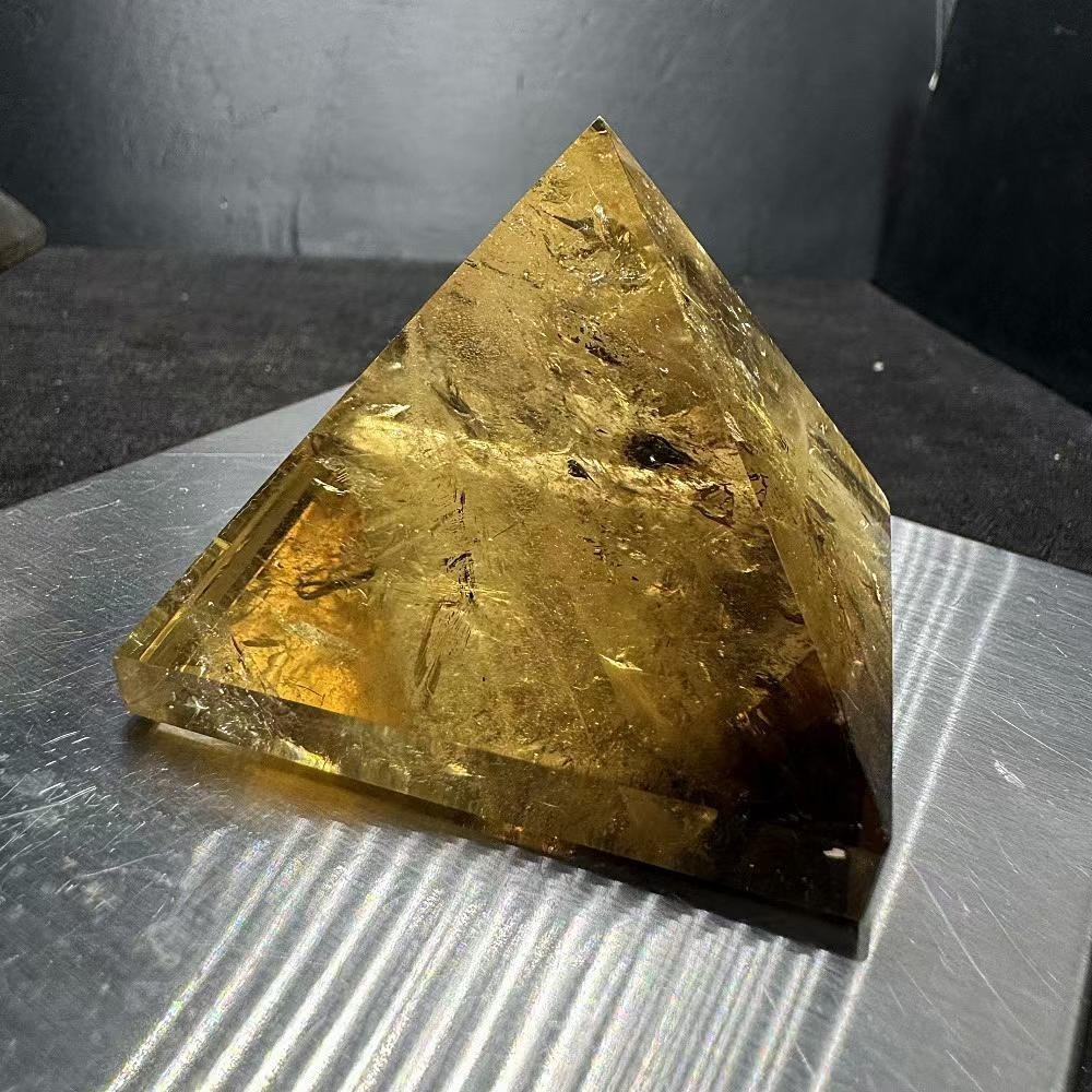 137g Natural Citrine Quartz Carved Pyramid Crystal Reiki Healing Decor