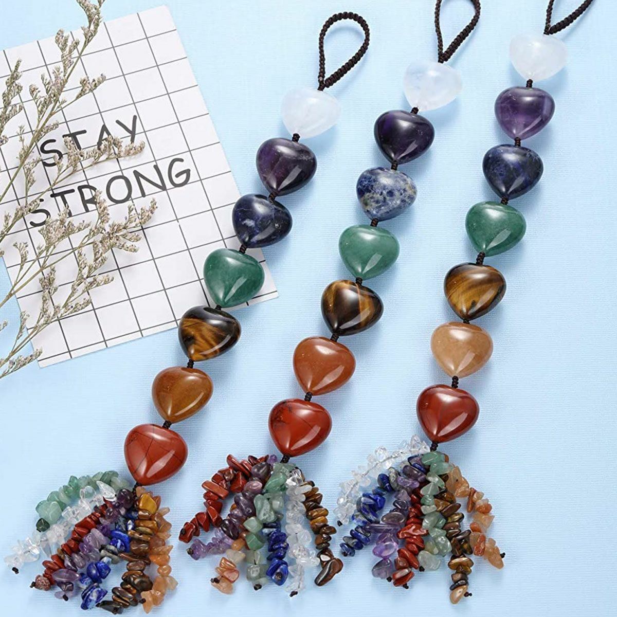 Natural 7 Chakra Hanging Decoration Reiki Irregular Healing Crystal Tassel Gift