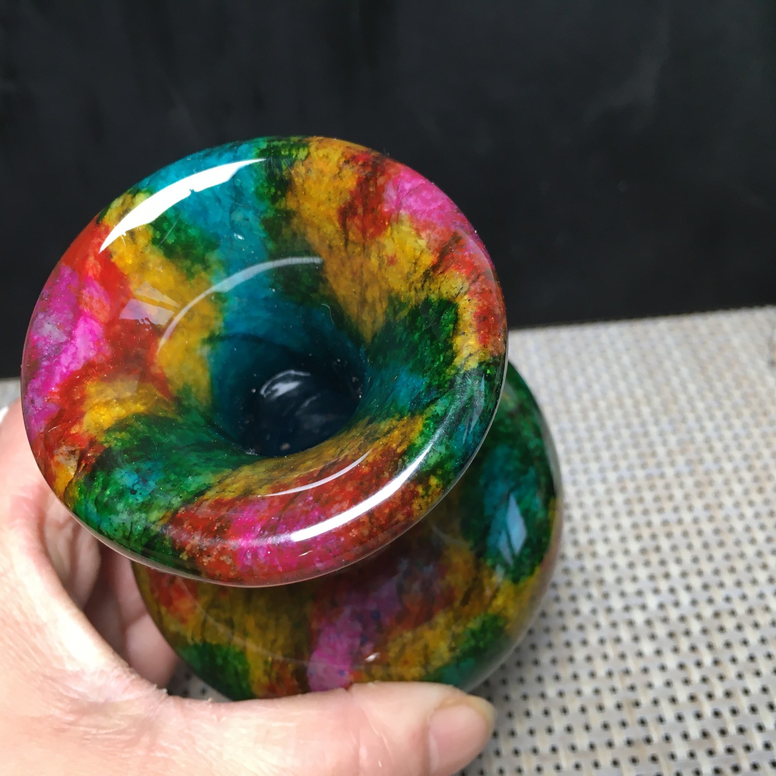 830g Natural “Seven Colors Jade” vase specimen -Taiwan China 05