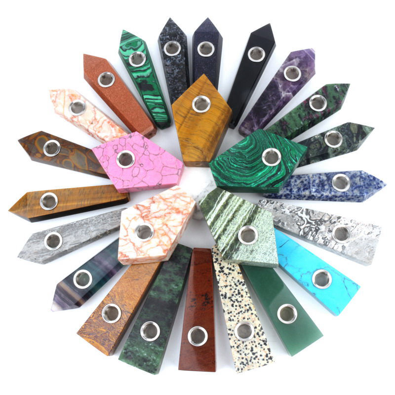Natural Quartz Crystal Smoking Pipe Obelisk Point Rock Wand Reiki Healing Stone